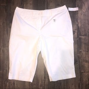 a.n.a cool white below the knee cotton blend pants